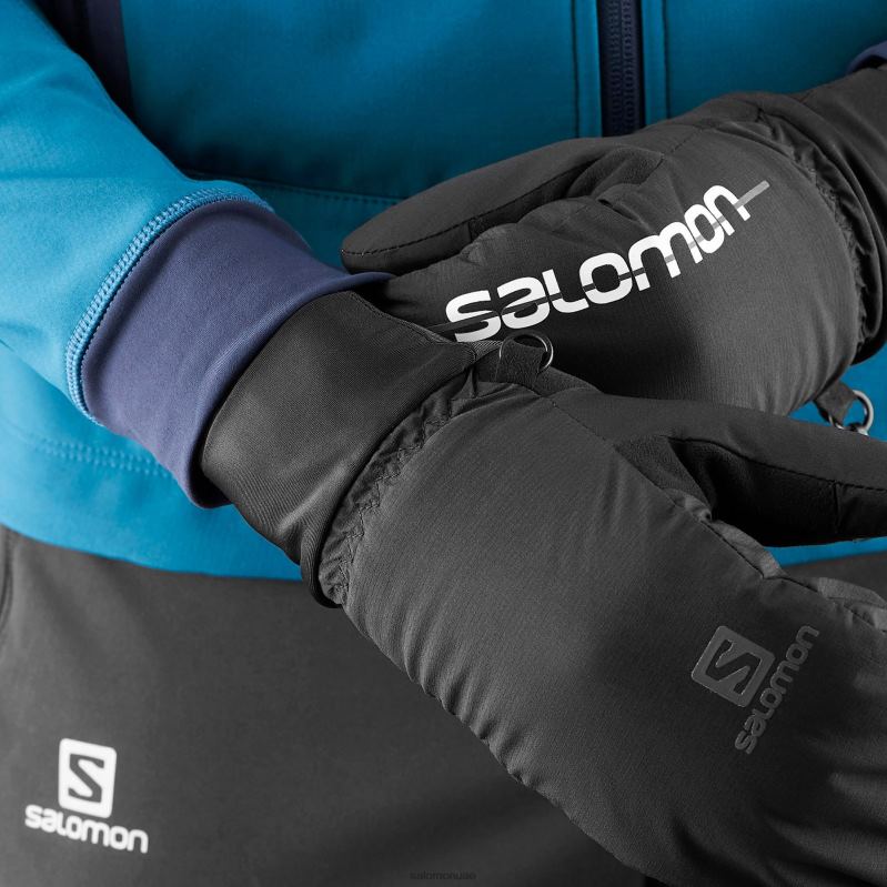 8DLD21166 Salomon أسود قفازات للجنسين QST Gore-Tex باللون الأسود