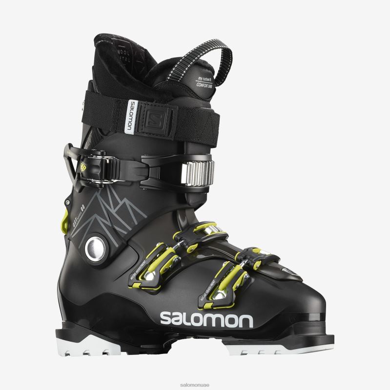 8DLD21187 Salomon حمض أسود أخضر فضي أحذية On-Piste للرجال X Access X70 عريضة باللون الأسود والأخضر والفضي