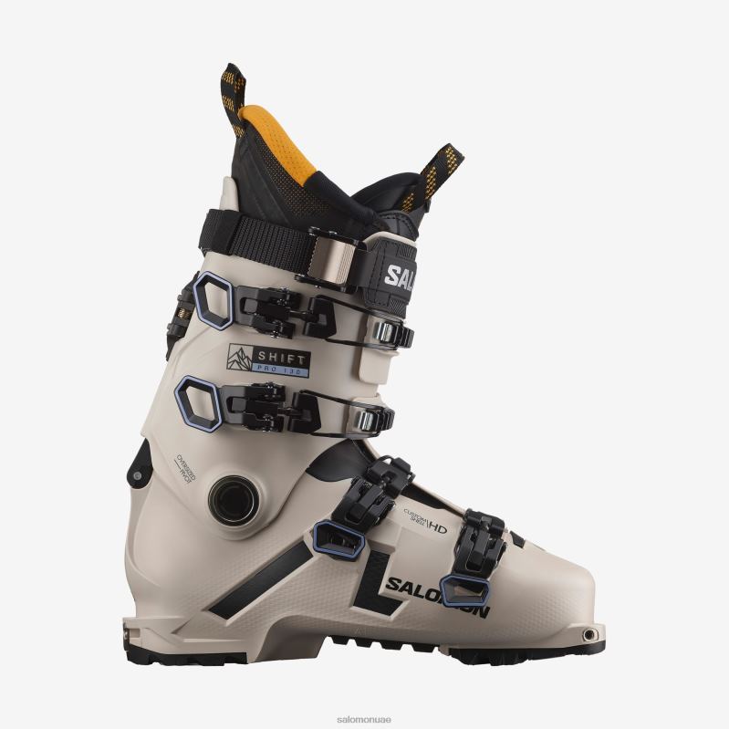 8DLD21190 Salomon زيت أخضر-أسود-برتقالي حذاء Freeride للرجال Shift Pro 130 باللون الأخضر الزيتي والأسود والبرتقالي