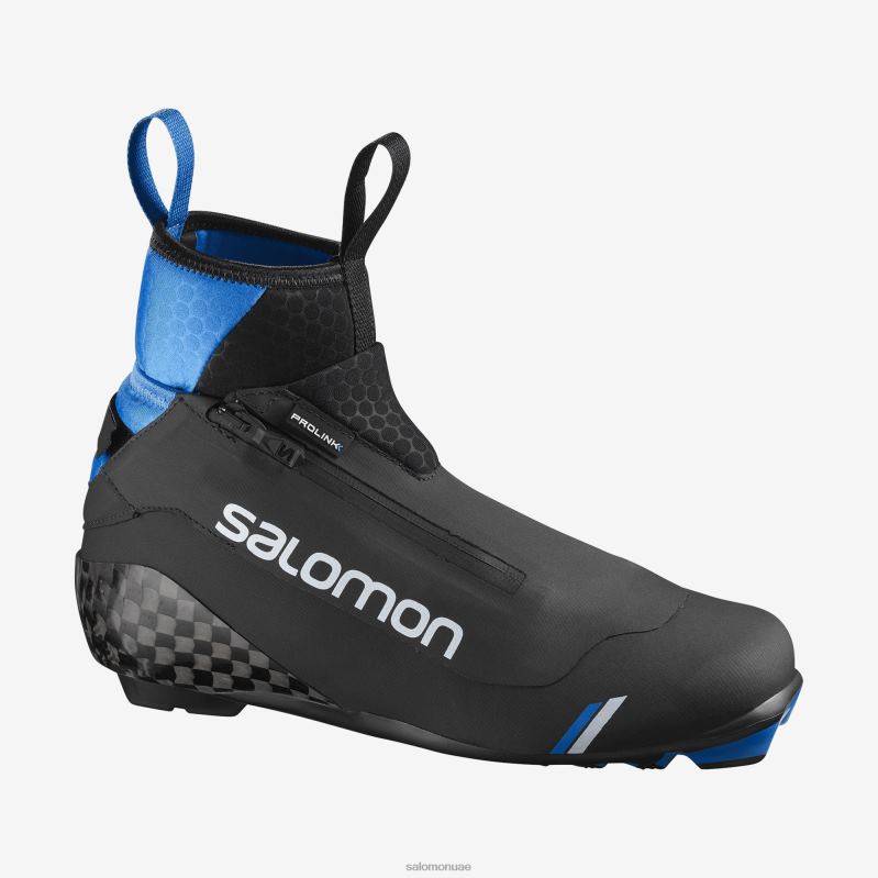 8DLD21463 Salomon عملية سوداء زرقاء حذاء تزلج نورديك للجنسين S/MAX Carbon Skate MV أسود - أزرق