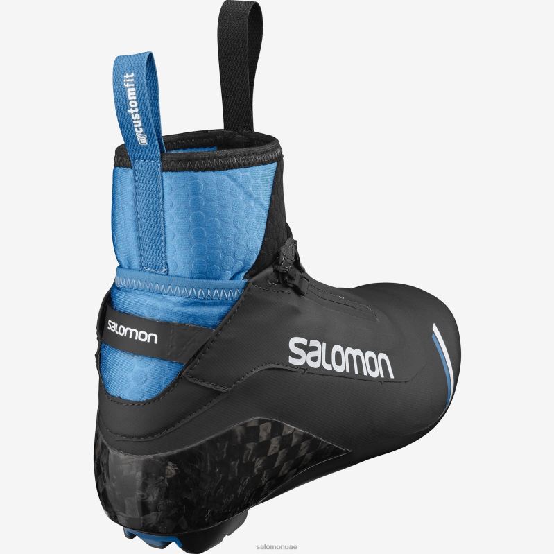 8DLD21463 Salomon عملية سوداء زرقاء حذاء تزلج نورديك للجنسين S/MAX Carbon Skate MV أسود - أزرق