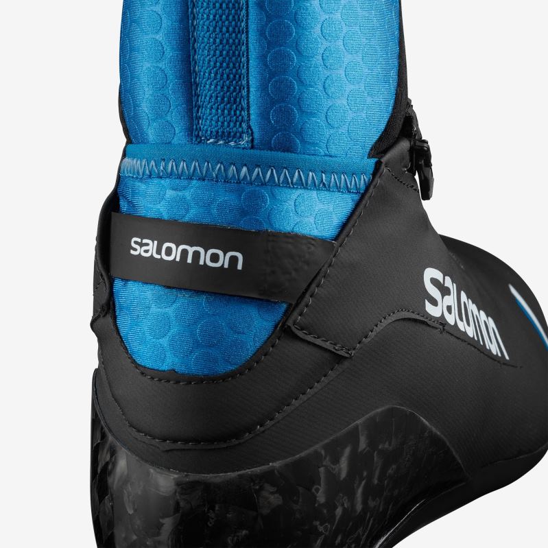 8DLD21463 Salomon عملية سوداء زرقاء حذاء تزلج نورديك للجنسين S/MAX Carbon Skate MV أسود - أزرق