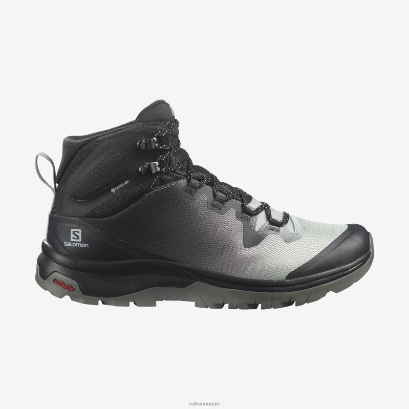 8DLD21521 Salomon الحديد والأبنوس والبرتقال المشتعلة حذاء المشي لمسافات طويلة للسيدات Outpulse Mid Gore-Tex Iron-Ebony-Blanzing Orange