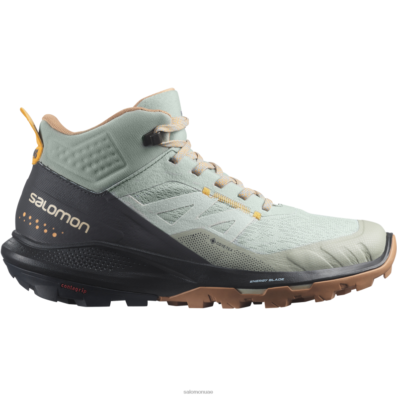 8DLD21522 Salomon الطقس العاصف-الأسود-الحديد حذاء المشي لمسافات طويلة للسيدات Outpulse Mid Gore-Tex Stormy Weather-Black-Iron