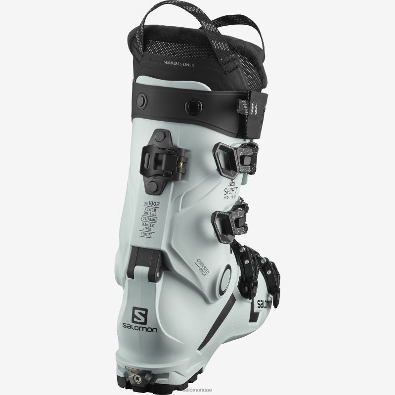 8DLD21904 Salomon أبيض وأسود الطحلب بيلوجا حذاء Freeride للسيدات Shift Pro 90 باللون الأسود والأبيض Moss-Beluga