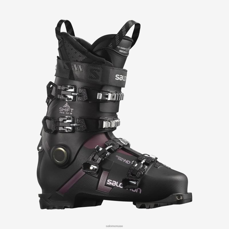 8DLD22704 Salomon أسود/بورجندي حذاء Shift Pro 90 at Ski Boots للسيدات - D2X أسود عنابي