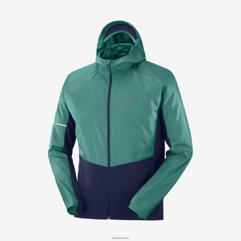 8DLD2920 Salomon سماء الليل الحاجز المرجاني سترة رجالية بسحاب كامل من الطبقة المتوسطة Outpeak Softshell Night Sky-Barrier Reef