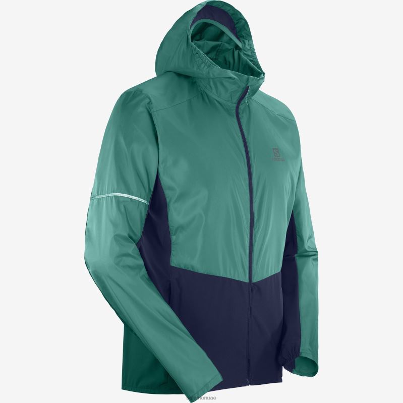 8DLD2920 Salomon سماء الليل الحاجز المرجاني سترة رجالية بسحاب كامل من الطبقة المتوسطة Outpeak Softshell Night Sky-Barrier Reef