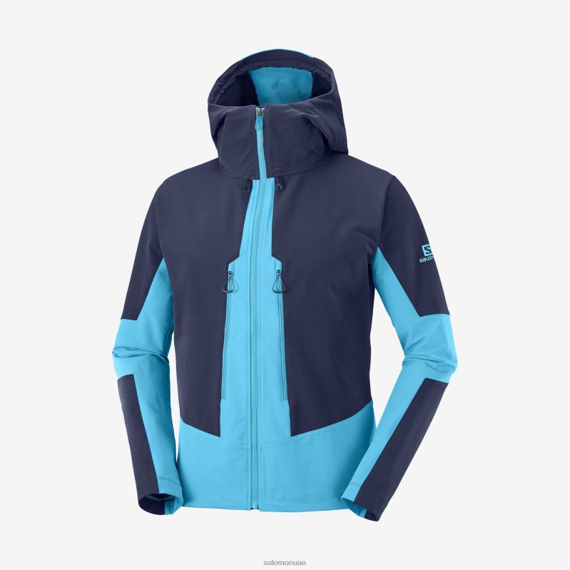 8DLD2921 Salomon سماء الليل سترة رجالية بسحاب كامل من الطبقة المتوسطة Outpeak Softshell Night Sky